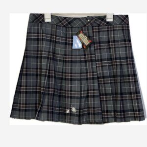 Beetlejuice Skirt Women's Size Large Gray/Black/Red Plaid Pleated Zip/Button